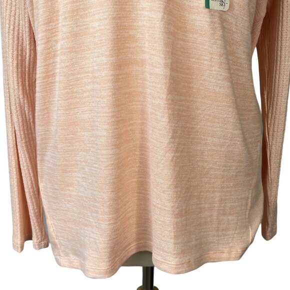 Terra & Sky Thermal Ribbed Shirt Womens Peach 0X New Too Long Sleeve Semi Fitted - Picture 4 of 10